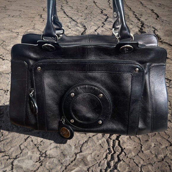 Rodger Vivier Paris Dark Leather Double Handle Satchel Handbag - Picture 4 of 13